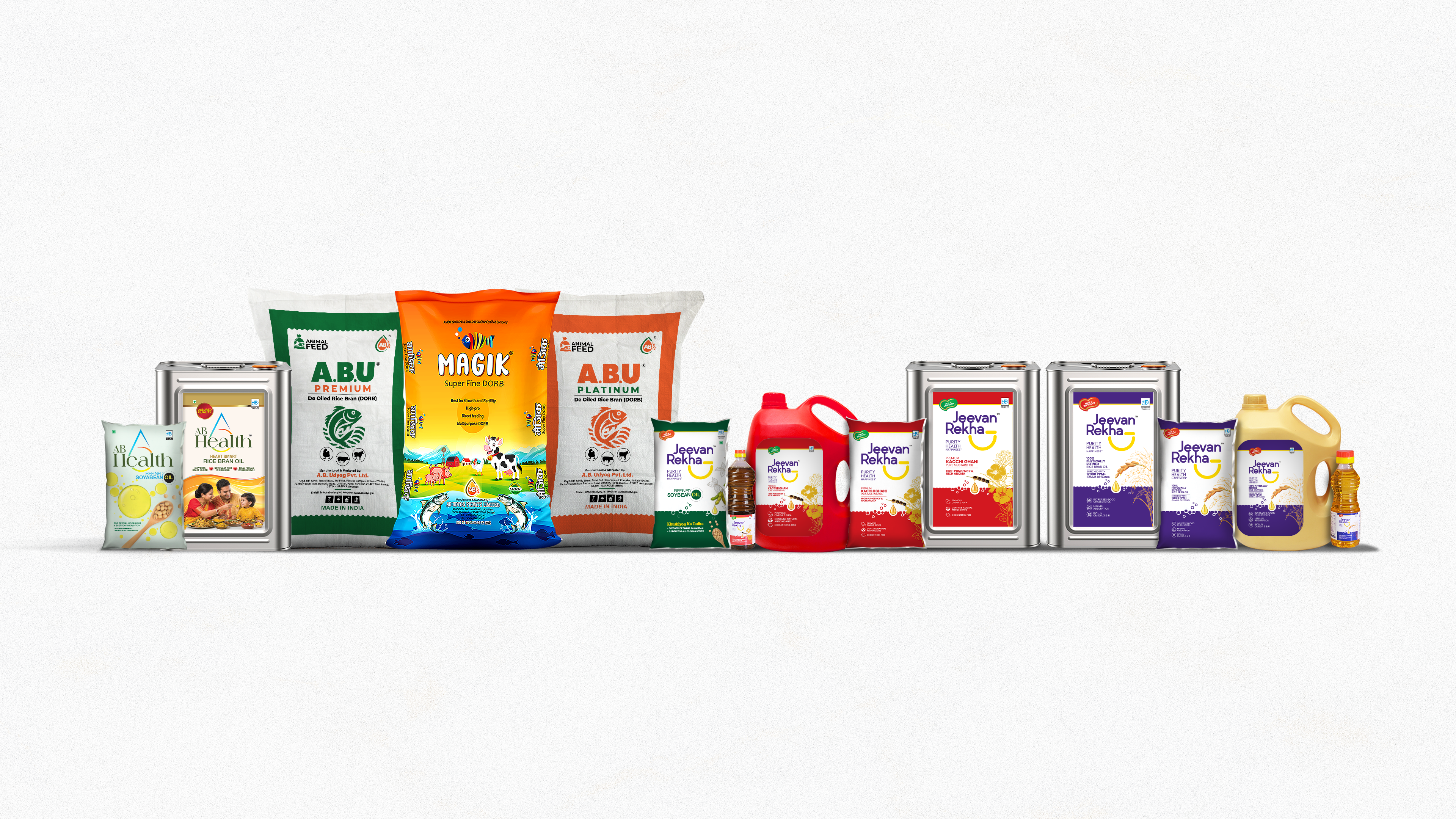 AB Udyog Complete Product Master Range — Jeevan Rekha, AB Health Edible Oils & DORB Feeds